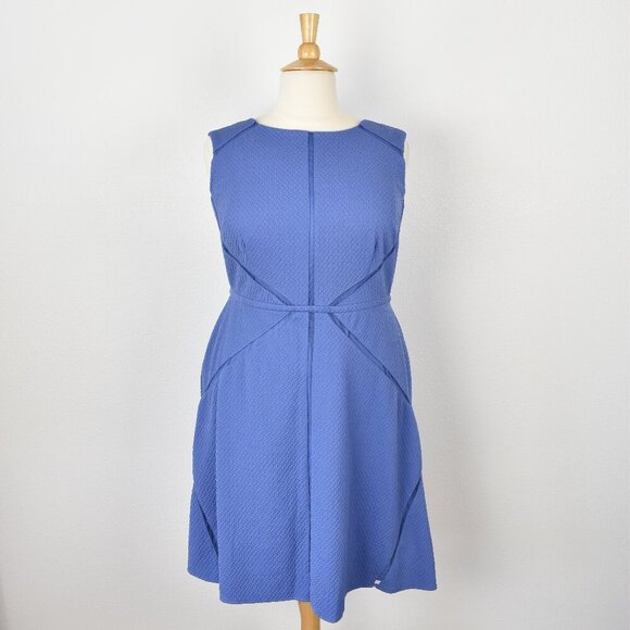Adrianna Papell Mesh trim Fit and Flare Dress - 16W - Picture 1 of 9